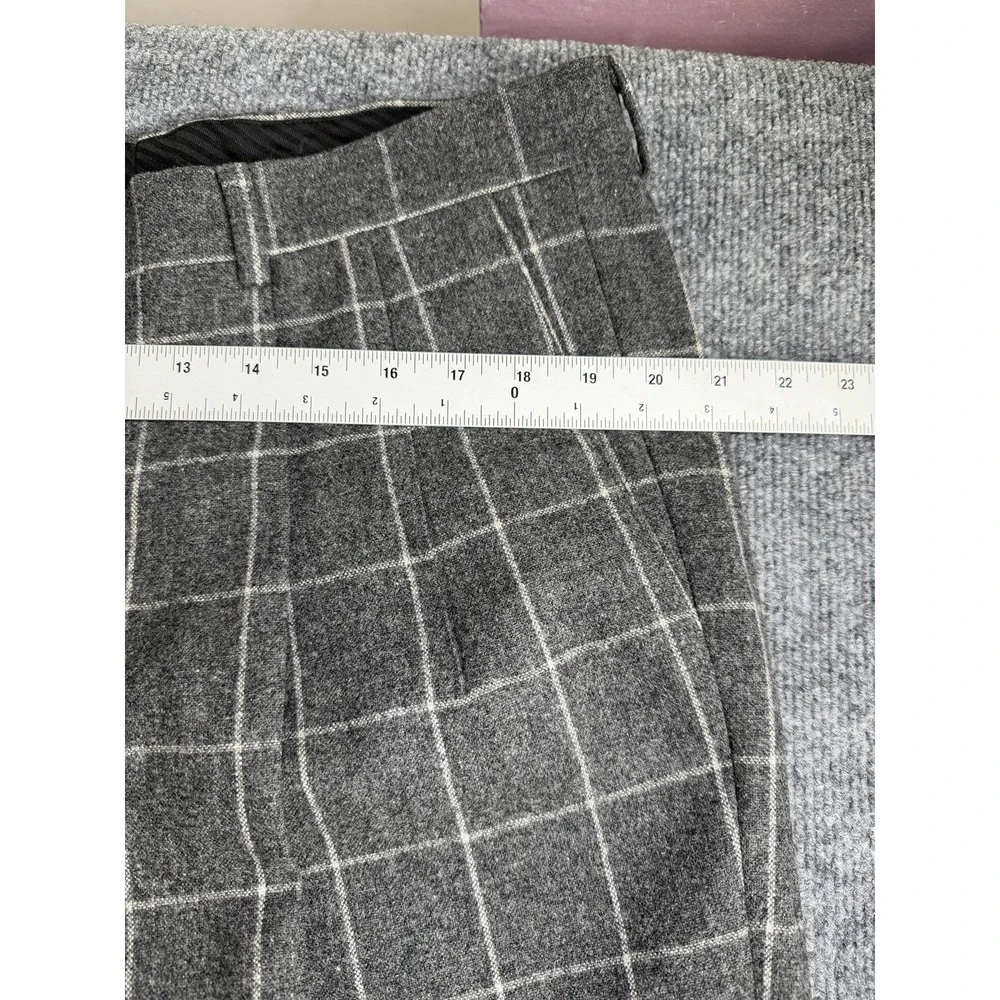 Paul Frederick Mens Wool Blend Plaid Pleated Dress Pants Sz‎ 36W | Soft Designer